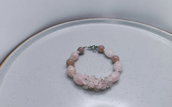 Браслет из розового кварца ар-3