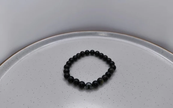 Браслет мужской из обсидиана