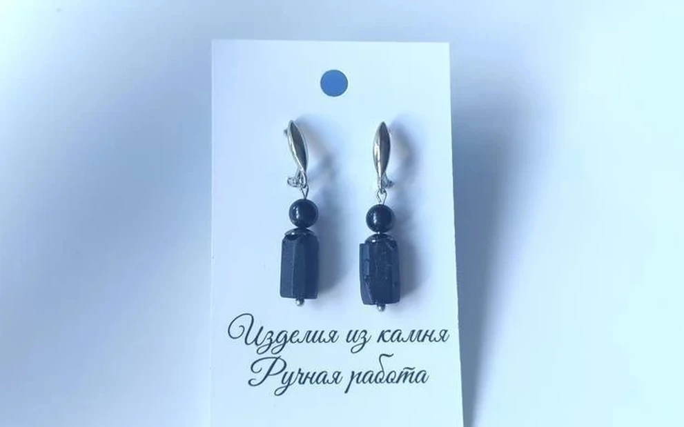 Серьги из черного турмалина