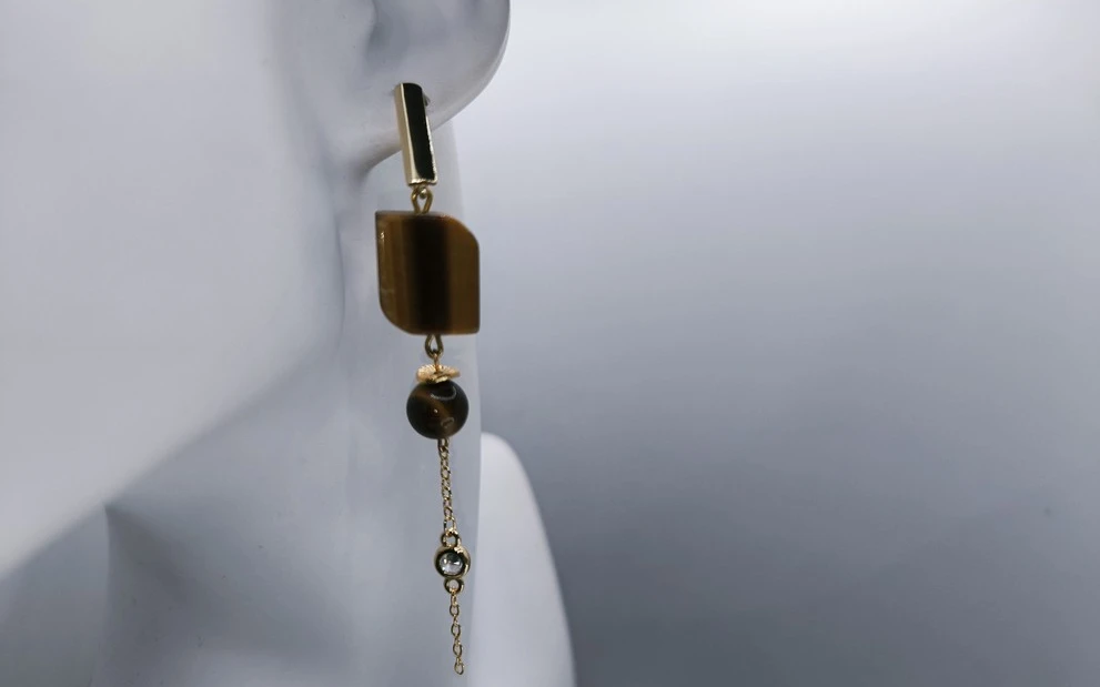 Серьги из тигрового глаза ар-2