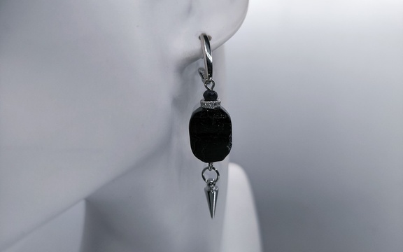 Серьги с черным турмалином-шерлом