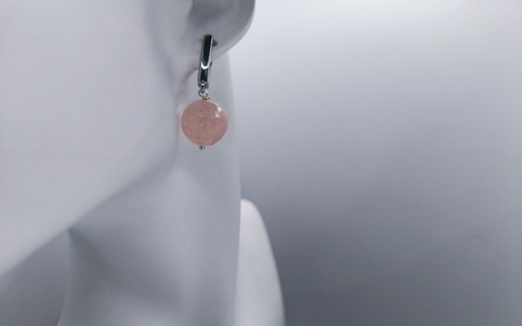 Серьги из розового кварца ар-5