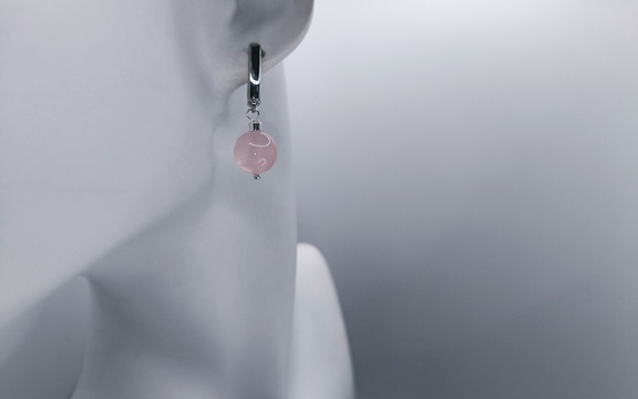 Серьги из розового кварца ар-4
