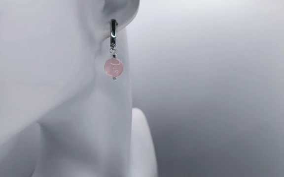Серьги из розового кварца ар-4