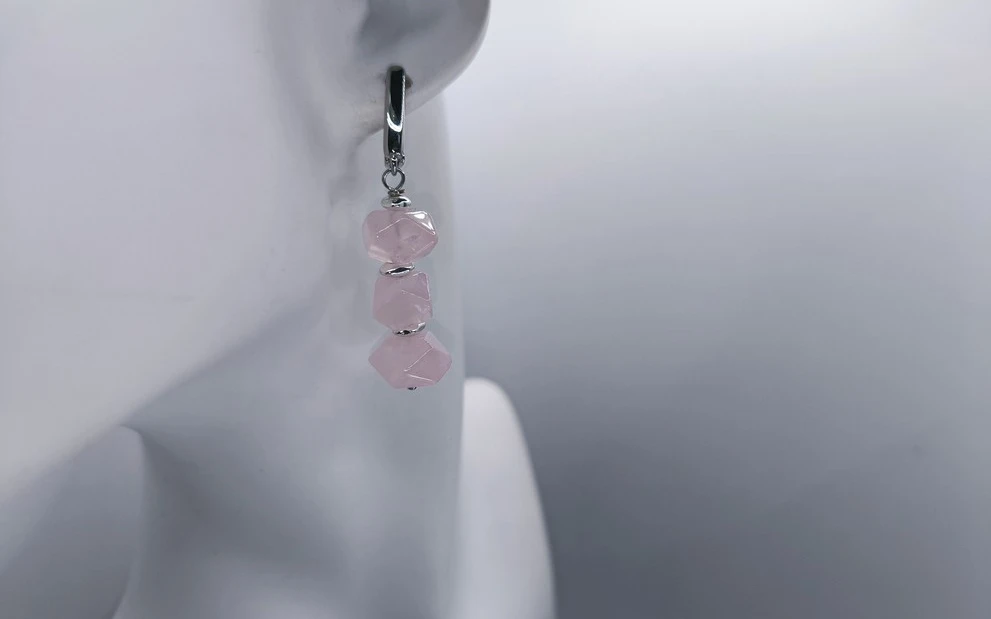 Серьги из розового кварца ар-3