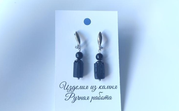 Серьги из черного турмалина