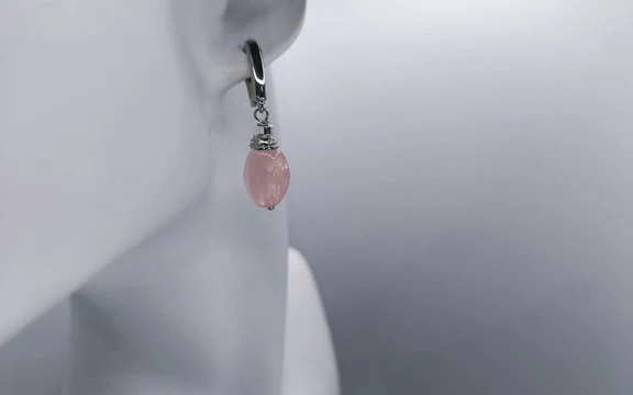 Серьги из розового кварца ар-2