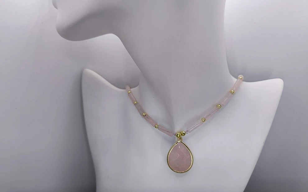 Бусы из розового кварца ар-5